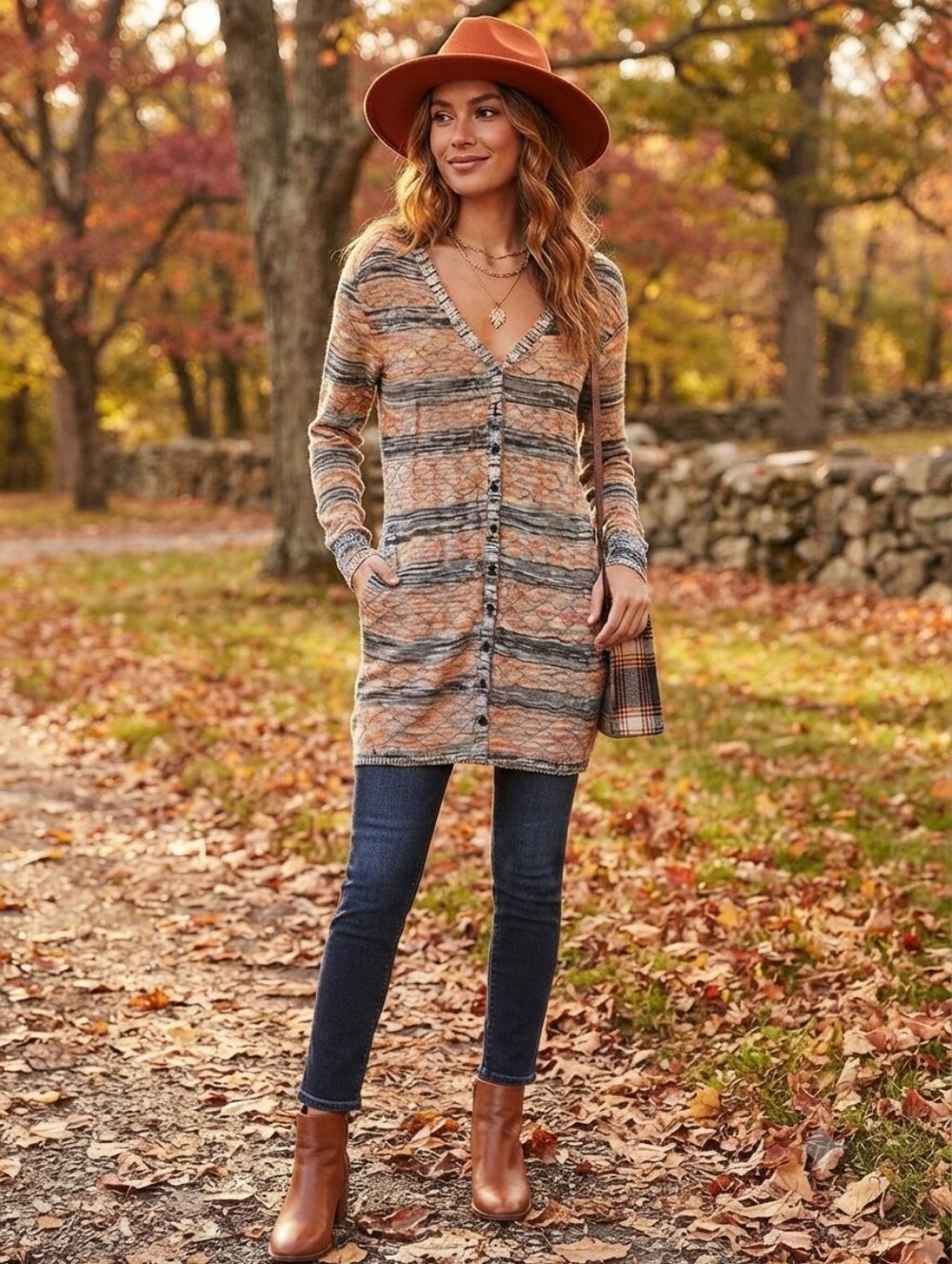 ​Urban Outfitters Boho Striped Button-Down V-Neck Long Sleeve Cardigan Dress XS